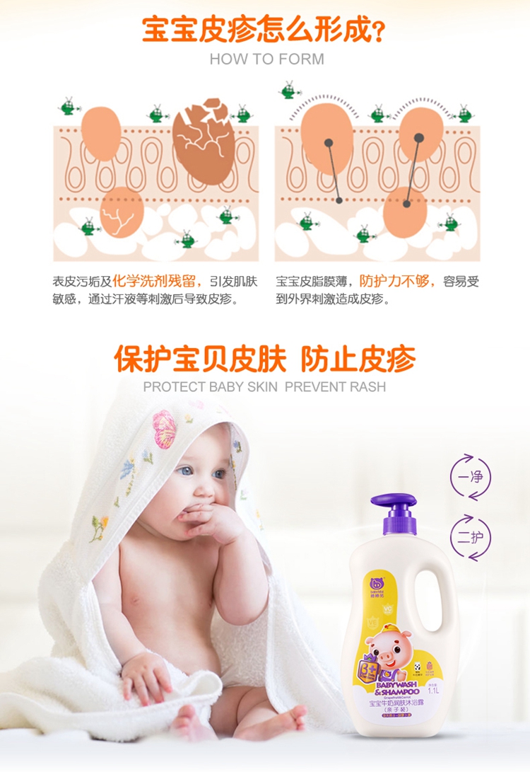 【棒棒猪】宝宝牛奶润肤沐浴露（亲子装） （BBZ-XH0008）1.1L