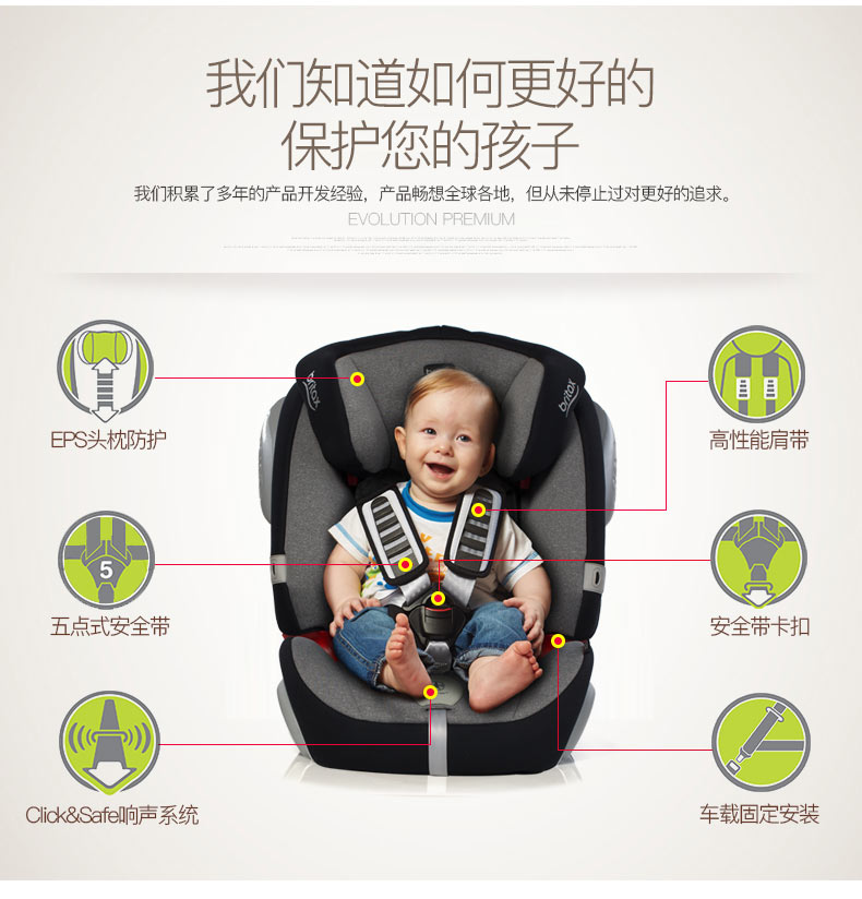 Britax全能百变王汽车儿童安全座椅（9个月-12岁） 海洋蓝