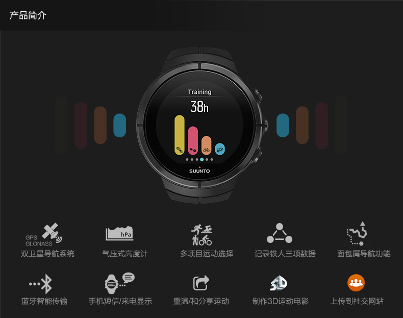 颂拓(SUUNTO)斯巴达极限运动表钛合金灰色SS022950000