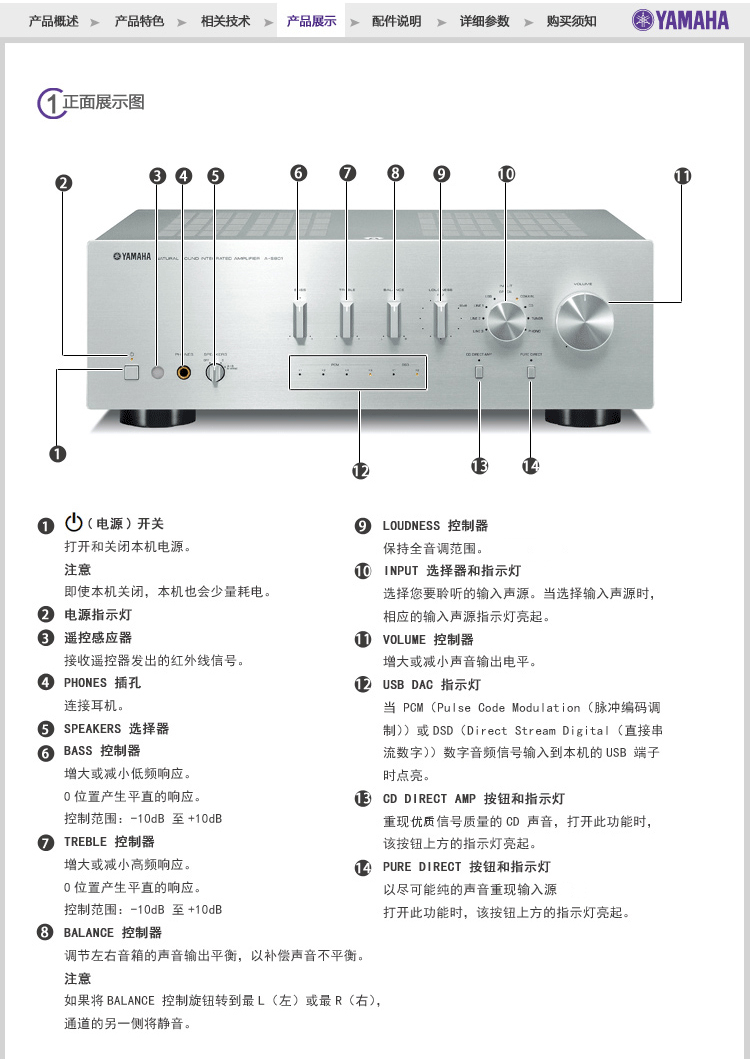 yamaha/雅马哈 a-s801音乐hifi纯功放usb-dac无损解码立体声数字