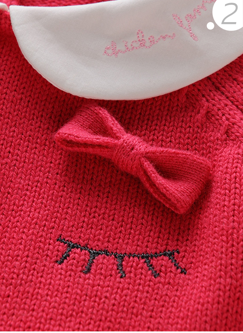 ［苏宁自营］英氏女童毛衣套头打底衫儿童针织衫上衣婴儿公主装163255 73cm 红色