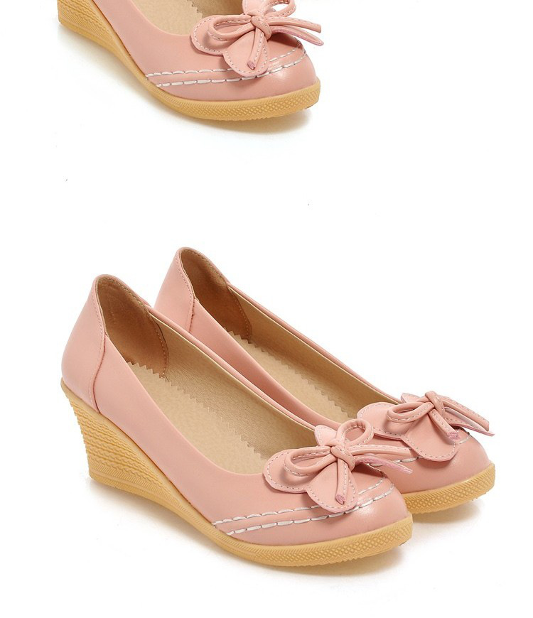 秋季新款女单鞋韩版休闲圆头中跟鞋浅口坡跟鞋