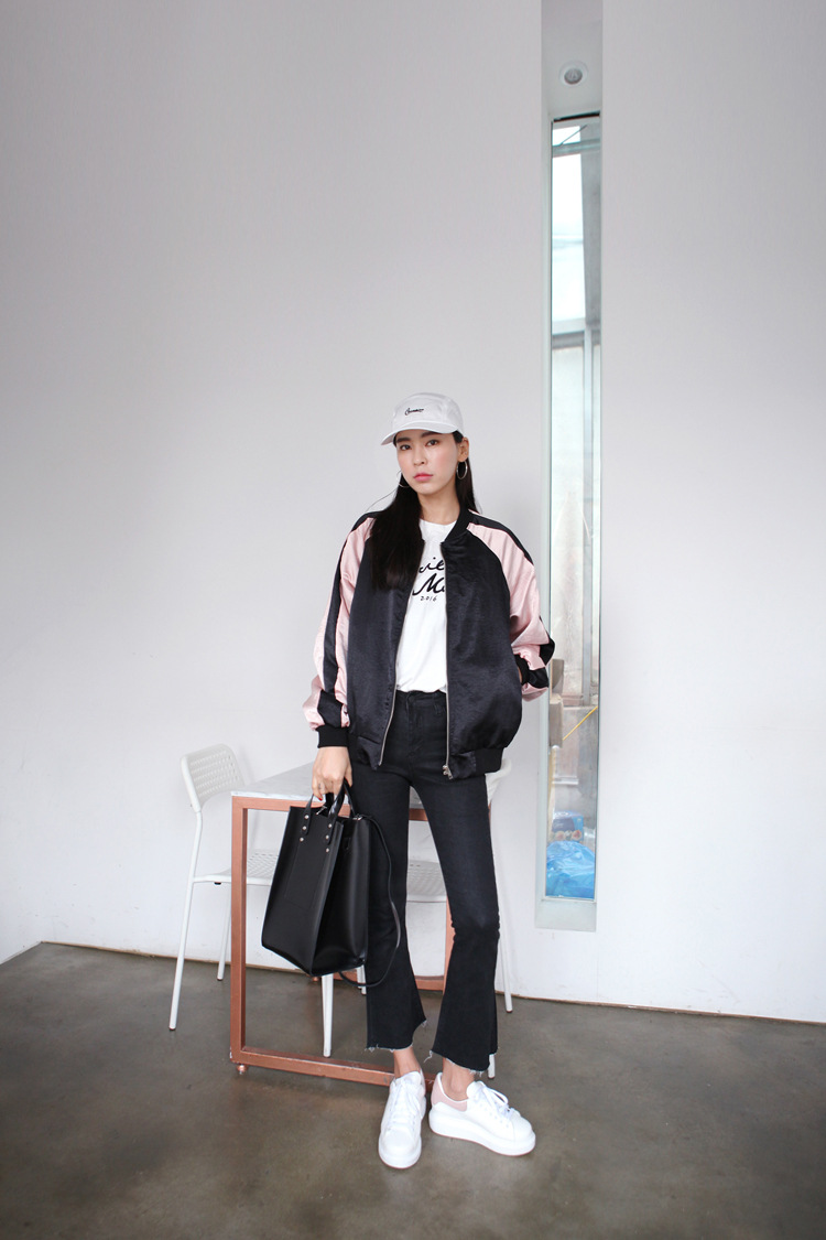 情娇婷2017春夏韩版修身百搭毛边九分喇叭牛