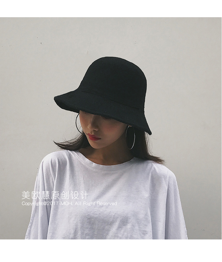 新款式ins渔夫帽子女日系羊毛chic软妹纯色百搭韩版百搭秋冬逛街盆帽