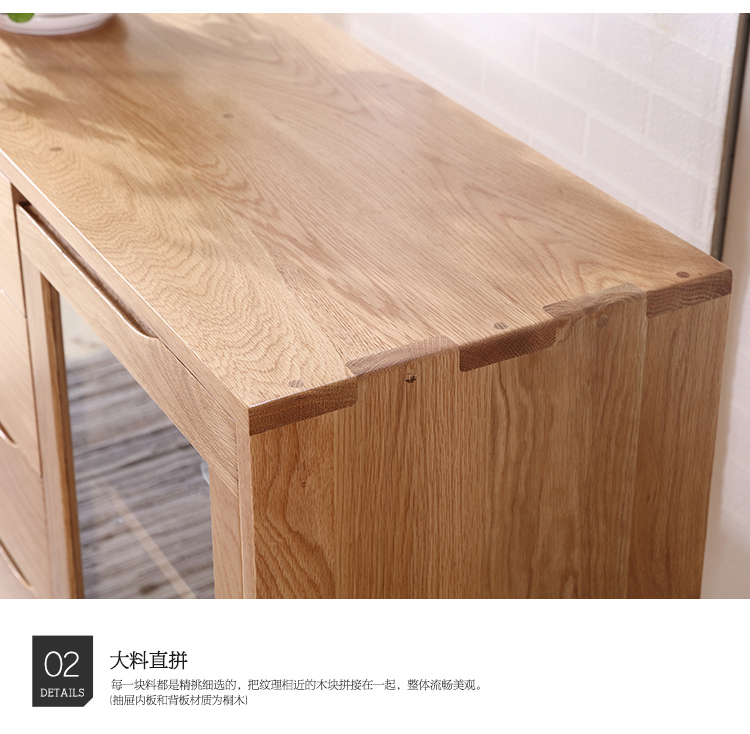 淮木日式餐边柜白橡木两玻璃酒柜现代简约碗柜储物柜展示柜子 原木色