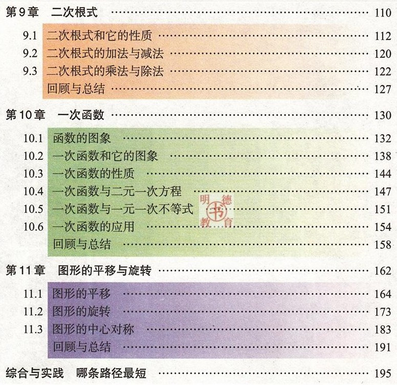 八年级下册数学课本目录