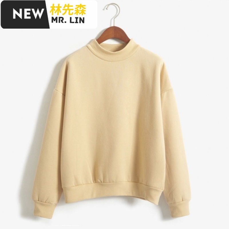 潮流男装卫衣 韩版宽松bf风半高领毛衣男女情