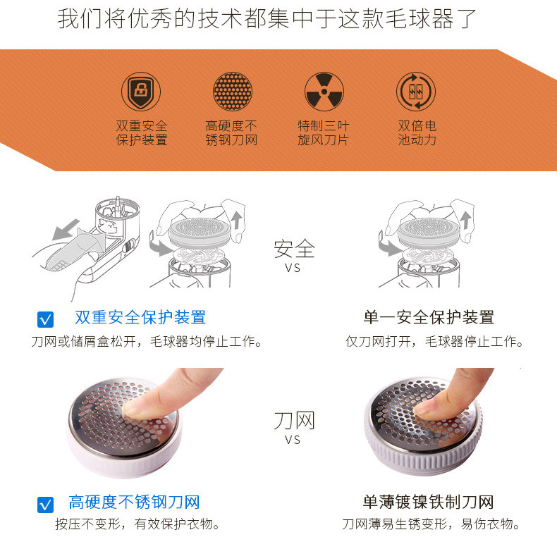 飞科剃毛机毛球修剪器充电式衣服去球器刮毛球