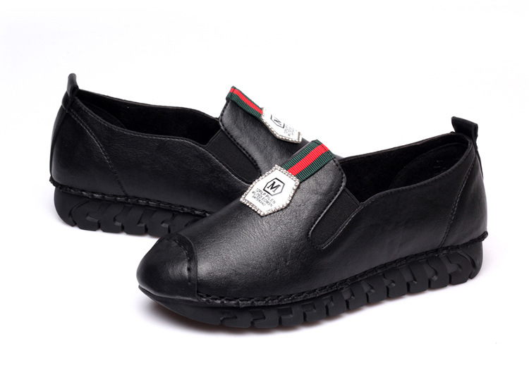 2017新款女鞋春秋休闲乐福鞋中跟内增高系带