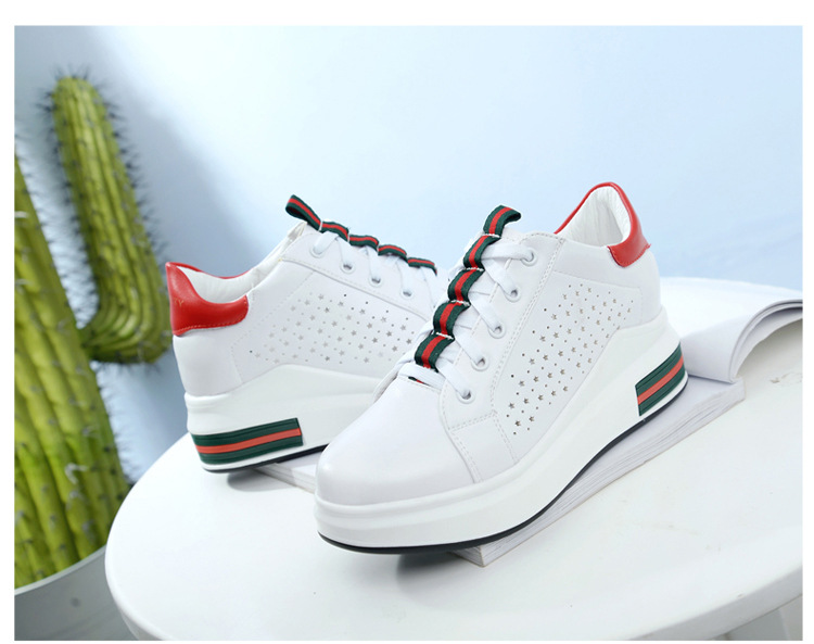 2017春新款小白鞋女内增高系带韩版厚底松糕