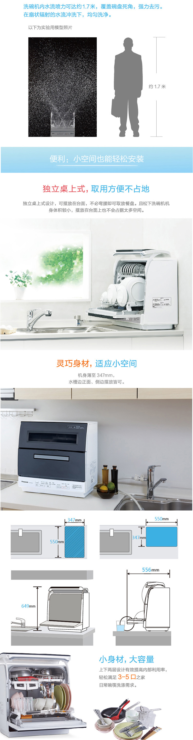 松下（Panasonic）NP-TR1HECN 台式家用洗碗机