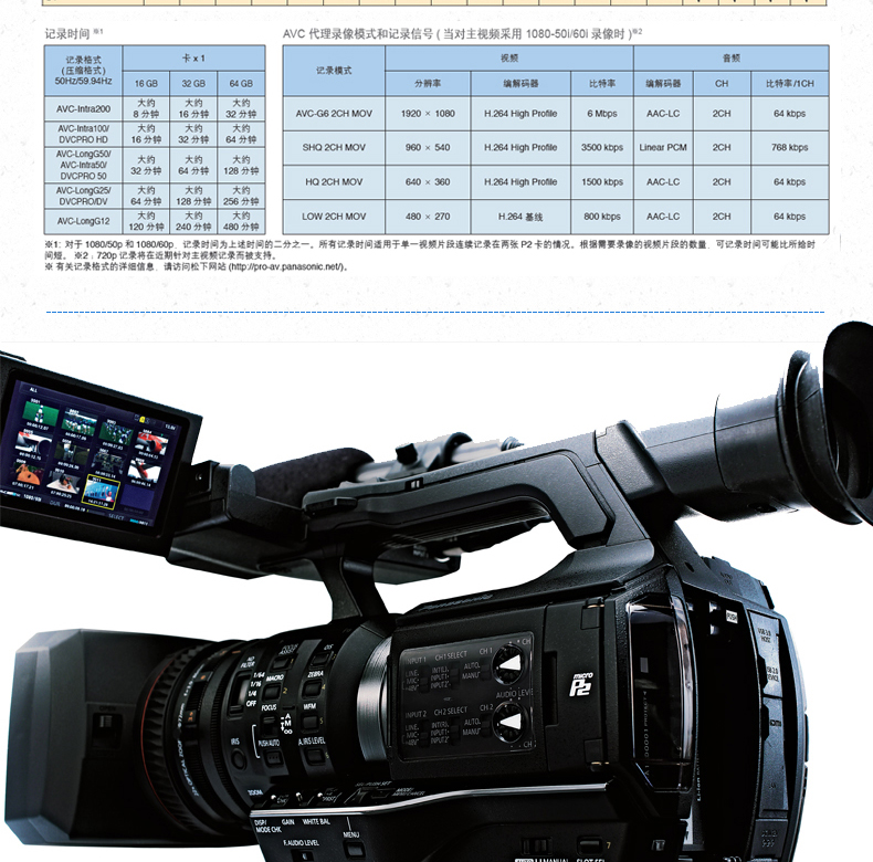 松下panasonicajpx298mcp2hd广播级手持高清摄像机220万有效像素35