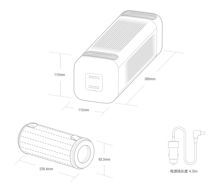 小米(MI)车载空气净化器智能米家空气净化器除