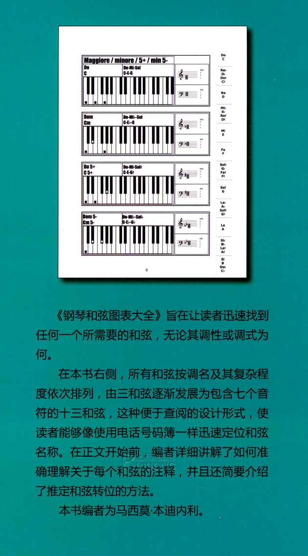 超级新品 原版引进 钢琴和弦图表大全教材 基础钢琴教程 384个钢琴