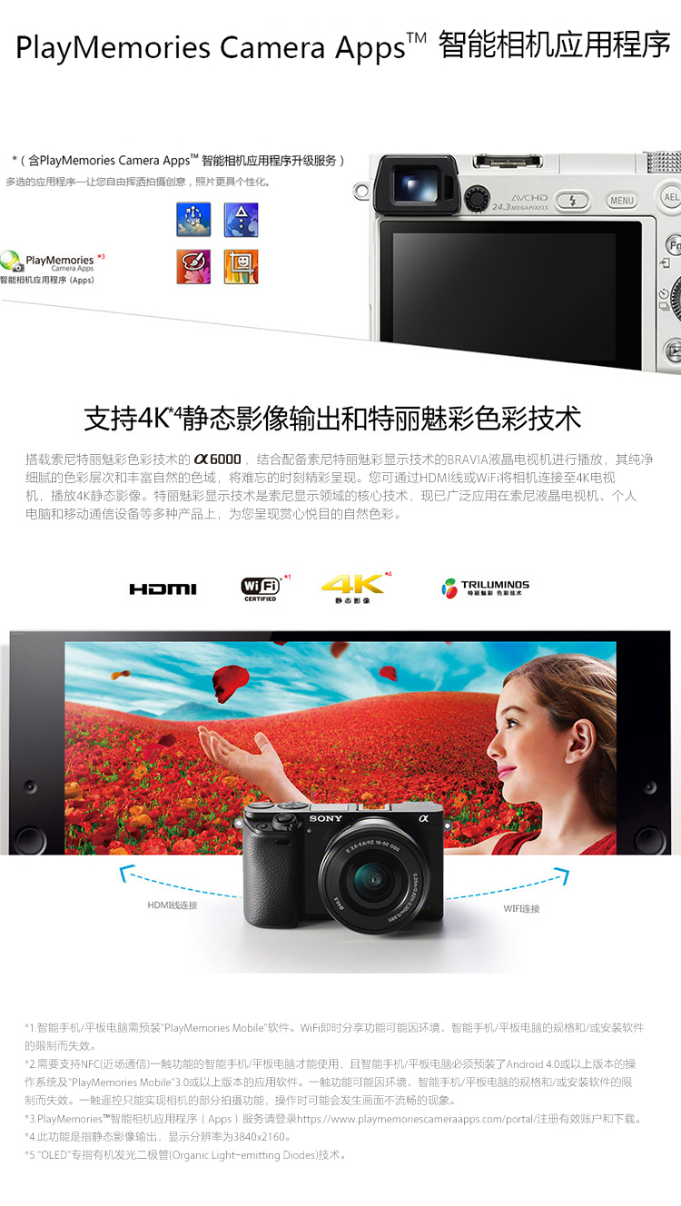 索尼 微单相机 ILCE-6000L 促销套装 白色