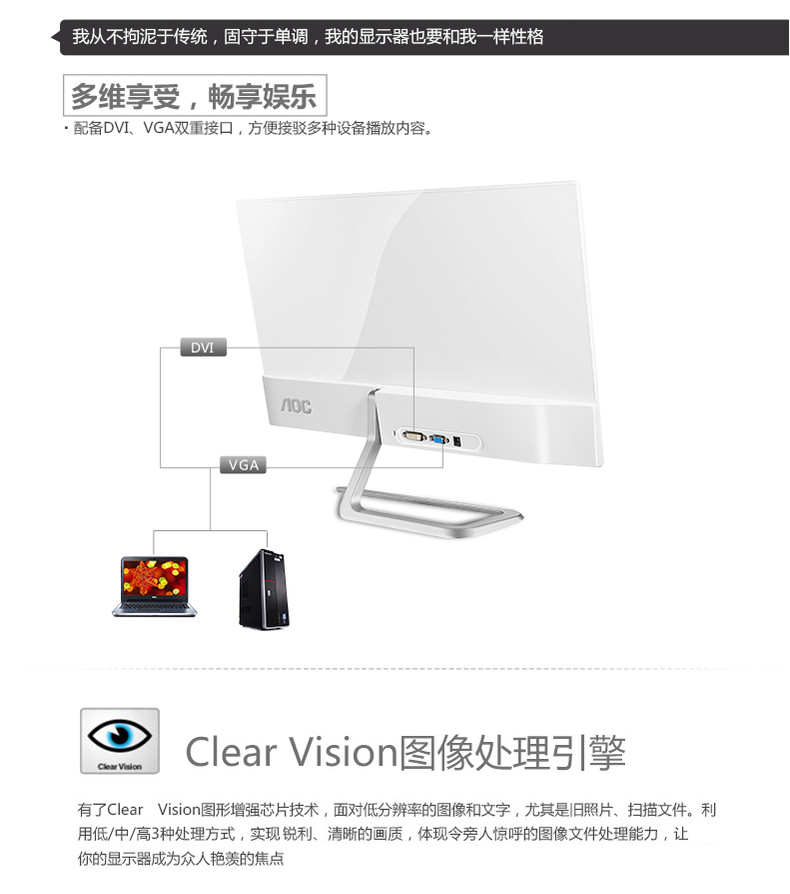 冠捷\/AOC I2481FX\/BW 23.8英寸显示屏 IPS面