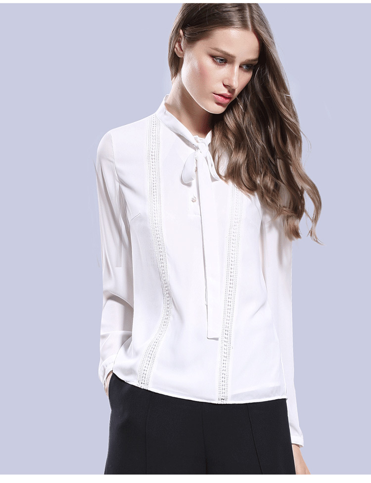 ZARA KARA2017春装新款蝴蝶结系带衬衫女韩