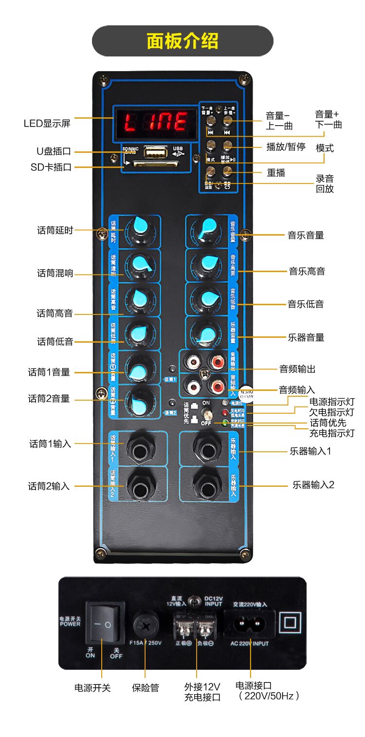 超级新品 malone曼龙音响m-100 10寸三分频户外高端拉杆音响 会议教学