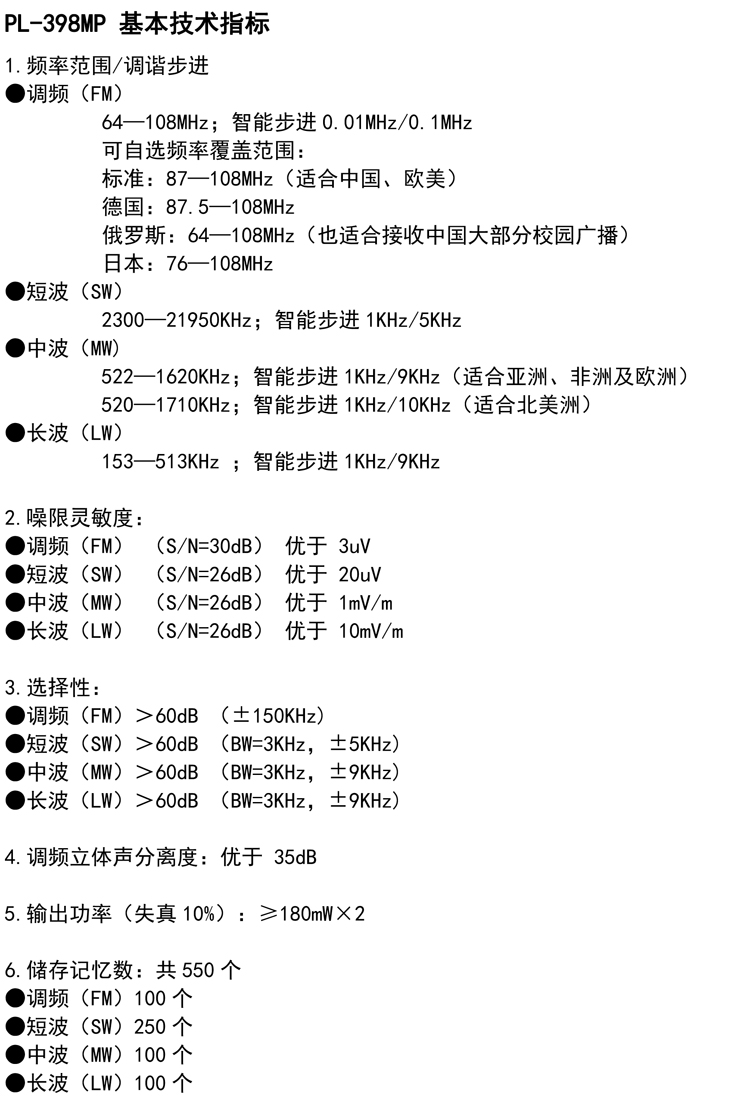 德生收音机PL-398MP 黑色 全波段立体声数字调谐收音机 双喇叭 插卡音箱播放器 老年人便携式 半导体收音机