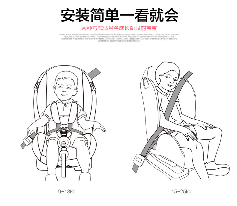 荷兰mama&bebe 暴风舒适型儿童安全座椅婴儿汽车用安全座椅 9月-6岁 精灵蓝