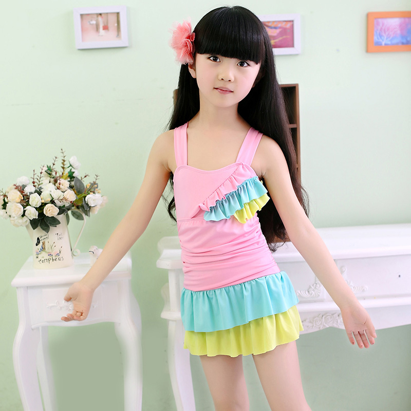 绰娅新款女童泳衣学生韩版宝宝游泳衣女孩儿童裙式分体比基尼温泉套装