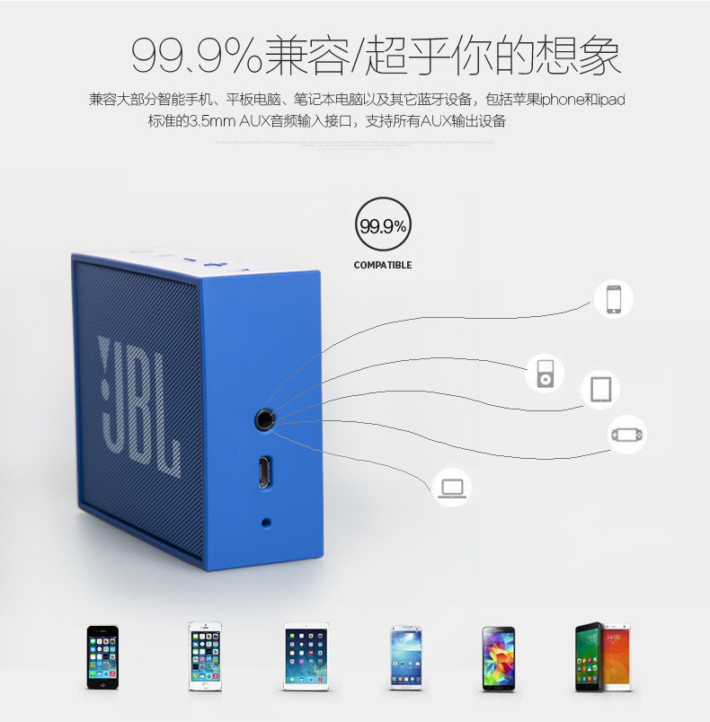 JBL GO 音乐金砖迷你便携蓝牙音箱4.1HIFI户外 通话无线音响 枚红色