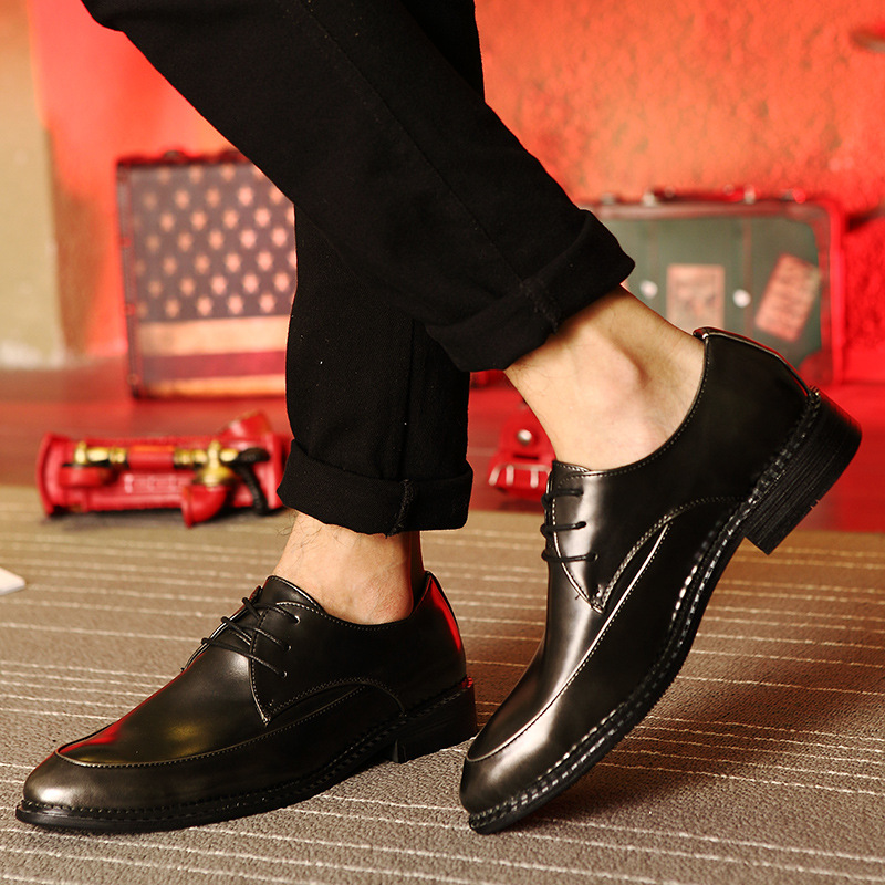 新款男鞋男士商务皮鞋休闲鞋皮质西装皮鞋系带