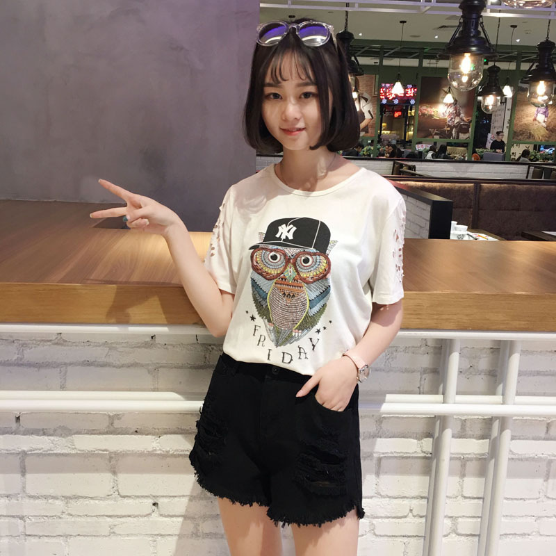 情娇婷2017新款加大码女装牛仔短裤女胖mm夏