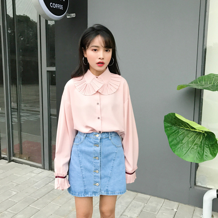 魅言魅语2017#实拍牛仔夏女高腰a字牛仔短裙