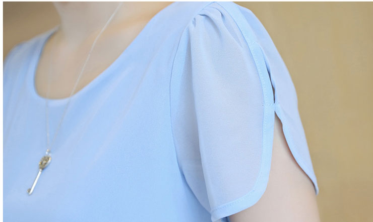 雪纺衫短袖2017夏装新款大码女装中长款遮肚
