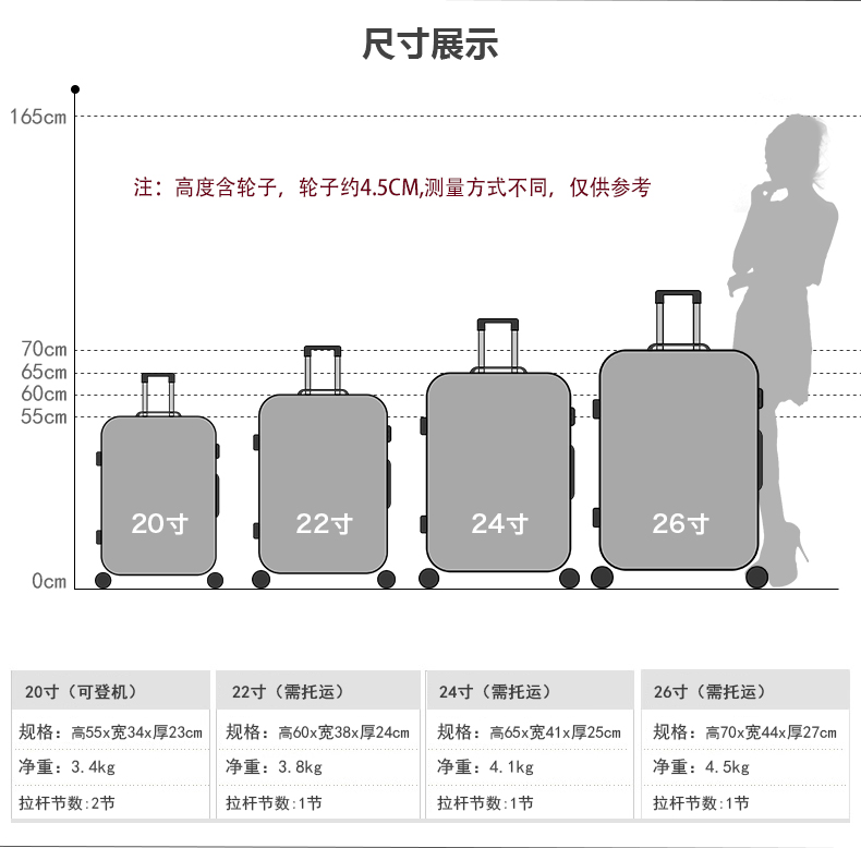 百搭24寸拉杆箱万向轮旅行箱学生行李箱男女条纹密码登机20寸26寸箱包