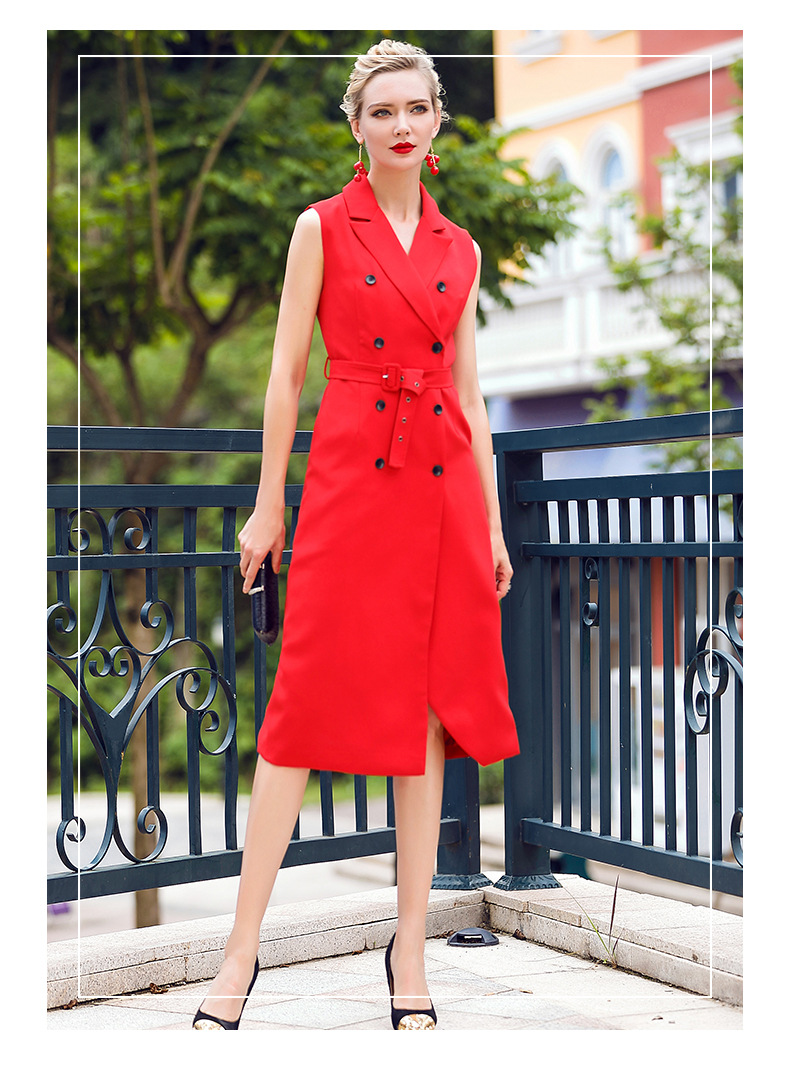 欧洲站早秋女式风衣2017新款无袖长款时尚西