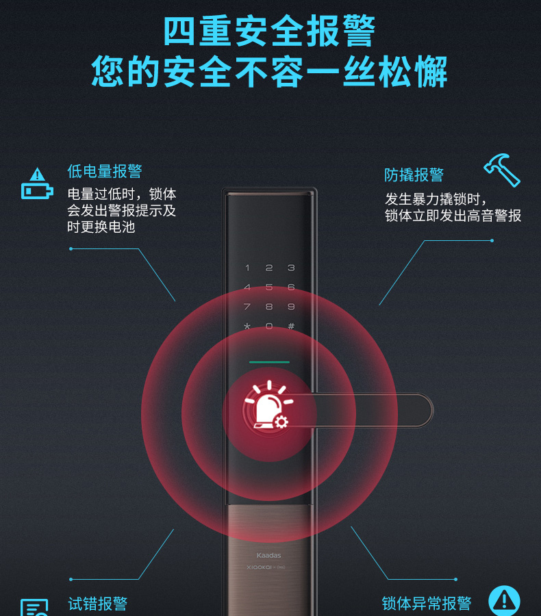 凯迪仕kaadas智能锁r6指纹锁家用防盗门电子门锁红古铜线下