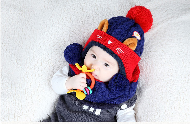 1-3岁婴儿帽子2016秋冬季新款加厚加绒保暖套