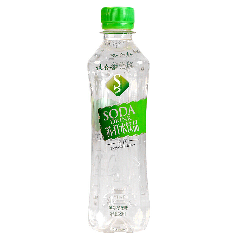 娃哈哈无气苏打水350ml24瓶绿色薄荷柠檬碱性水整箱