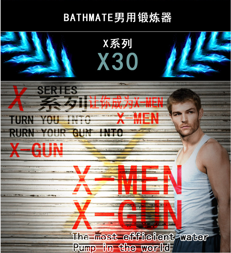 bathmate阴茎锻炼器阴茎物理锻炼延时进口二代水源变大泵x30蓝色