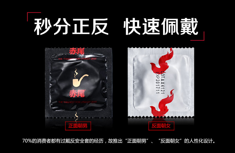 【赤尾(Zioxx)安全避孕】赤尾避孕套润滑超薄黑