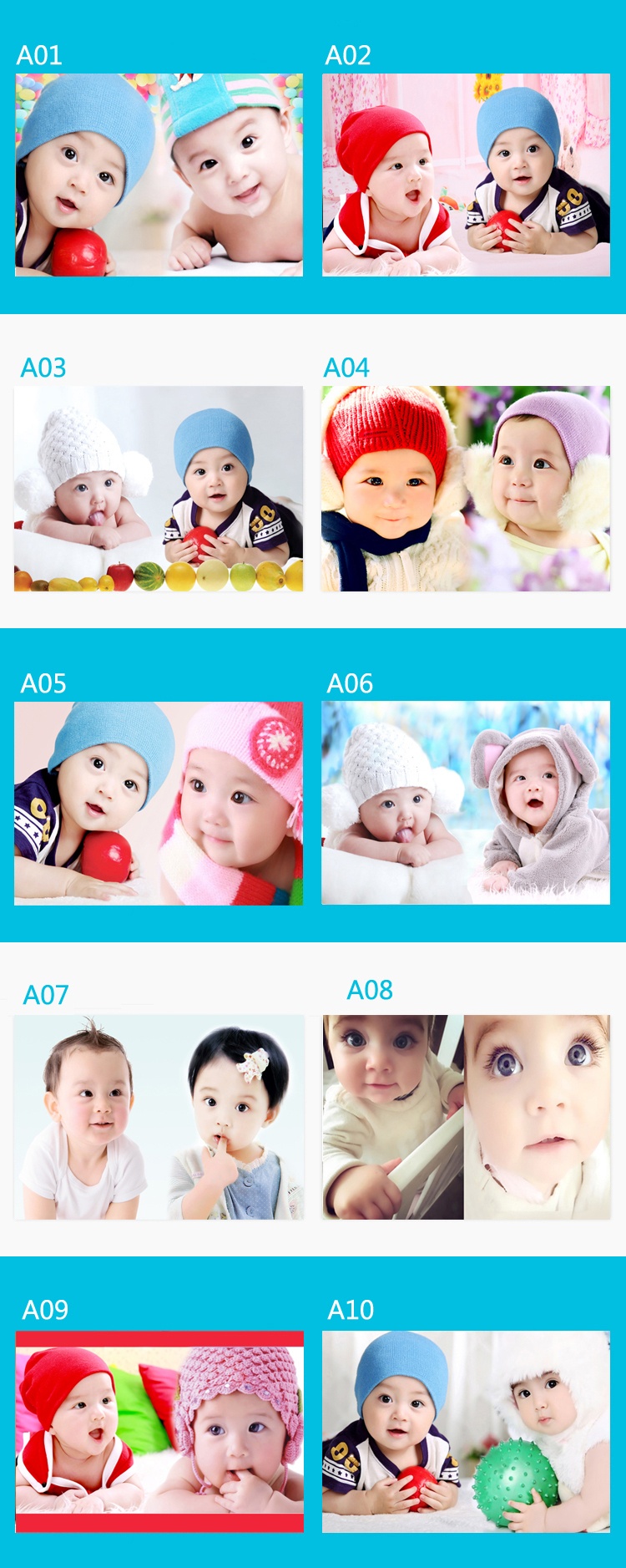 2018新款可爱漂亮男宝宝图片墙贴画婴儿孕妇胎教海报画照片双胞胎海报