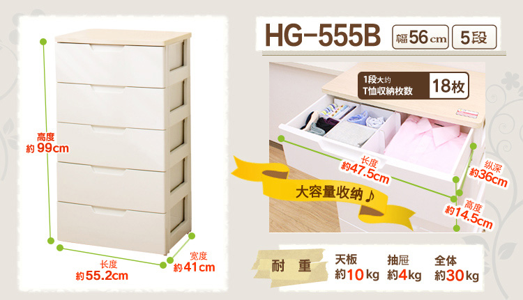 爱丽思IRIS 环保塑料五层储物柜子HG-555 白色
