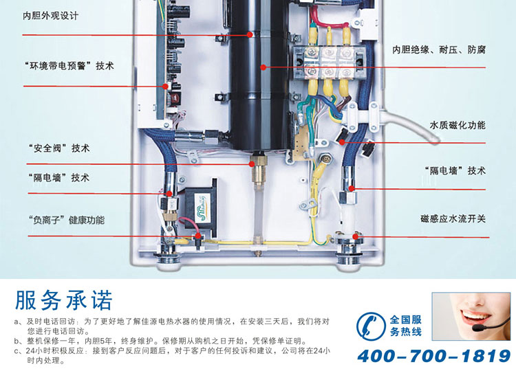 【苏宁自营】佳源DSF100-65A (金) 即热式电热水器智能变频恒温节能省电沐浴洗澡即开即热0元免费安装7000W