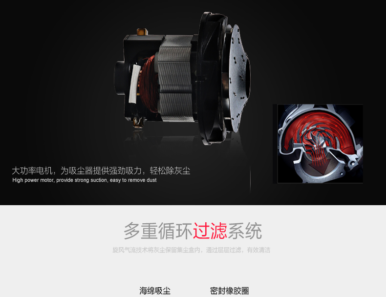 海尔zl601r手持推杆吸尘器迷你小型家用超静音除螨强力吸尘器