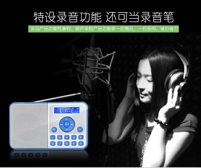 熊猫（PANDA）DS-172 绿色 迷你音响插卡小音箱便携FM收音机老人袖珍mp3播放器播放机