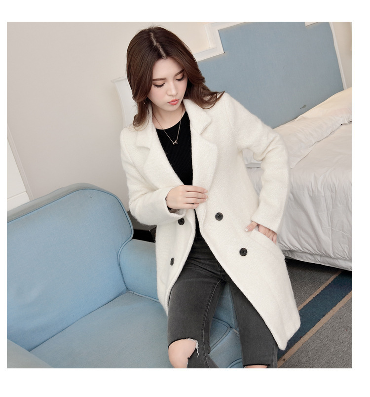 魅言魅语新款毛呢外套加厚妮子宽松白色呢子大