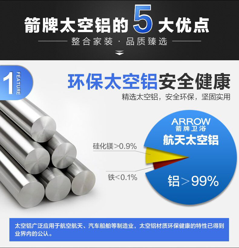 箭牌卫浴（ARROW) 太空铝毛巾架浴室挂件套装 浴室卫生间挂件置物架 太空铝挂件套装 A款太空铝8件套