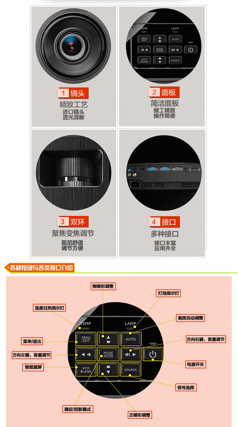 明基(benq)ms504投影仪 商务办公会议室 投影机 3000 流明投影仪