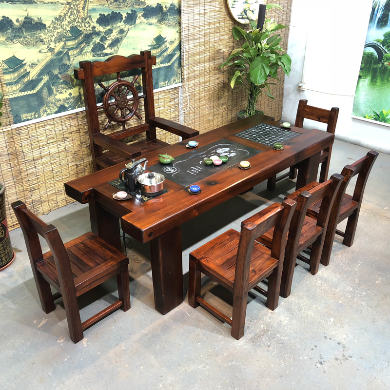 老船木茶桌椅组合客厅阳台小茶几办公泡茶桌茶台中式实木家具特价