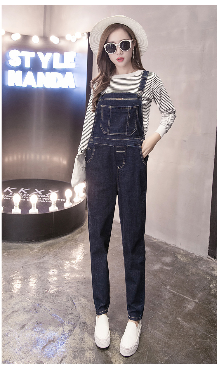 情娇婷2017秋装新款牛仔背带裤长裤女 情娇婷