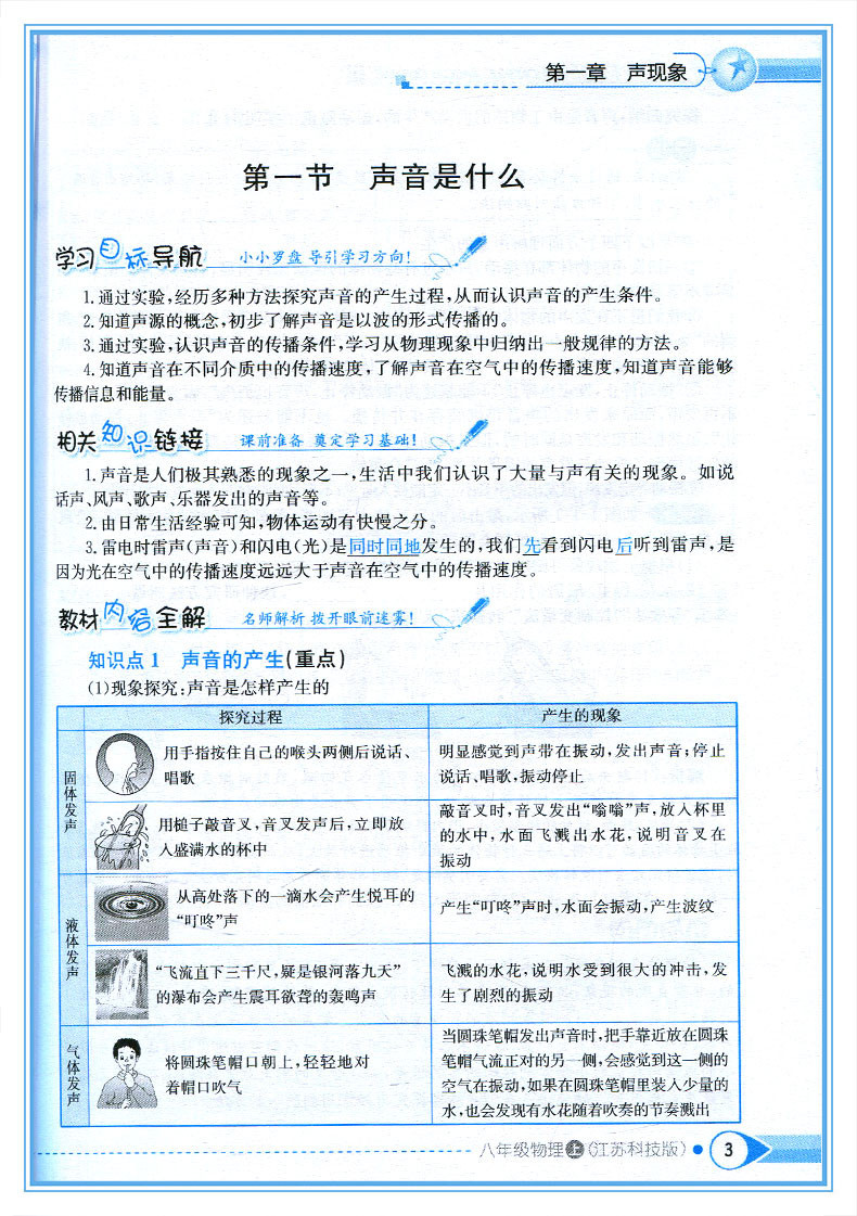 《中学教材全解 物理 8八年级上册 江苏科技版