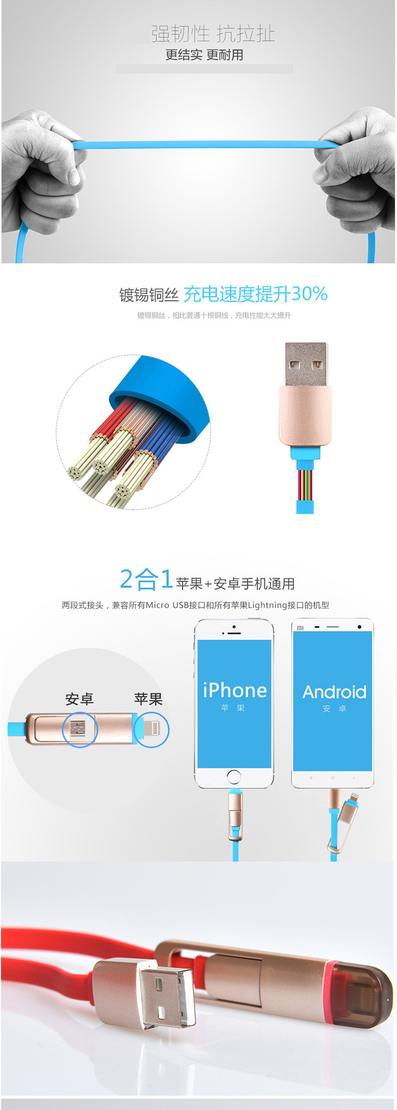 湛蓝贝壳 iPhone6数据线苹果5\/5s充电器线6sp