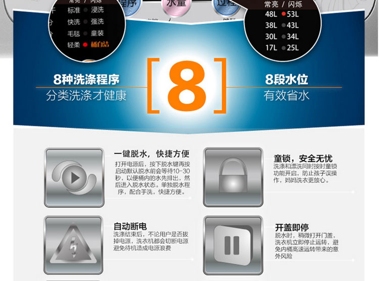 【双成电器品牌旗舰店】小天鹅洗衣机TB55-8